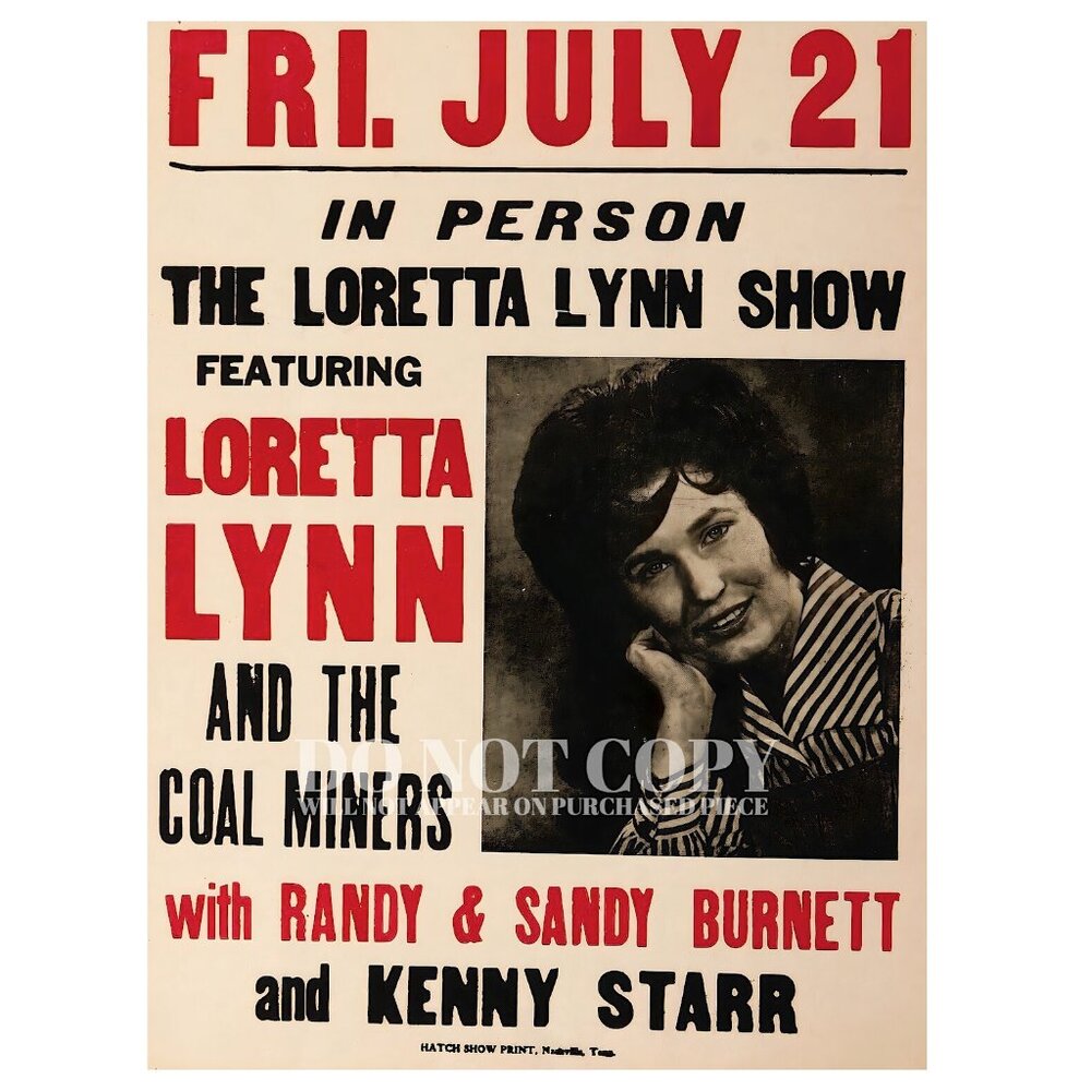 Loretta Lynn Poster 11 X 15 | Nashville Live Show | RARE Concert Artwork | Print